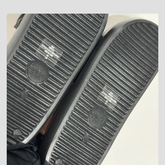 NWT Guess Payca Slides Black Rhinestone Sandals Open Toe Slip Ons Shimmer Sz 9 - Picture 10 of 13